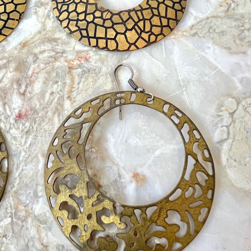 Brassy Bundle Boho Jungle Circle Dangle Earrings (2) - Picture 6 of 6